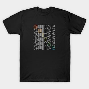 Guitar Repeated Text T-Shirt